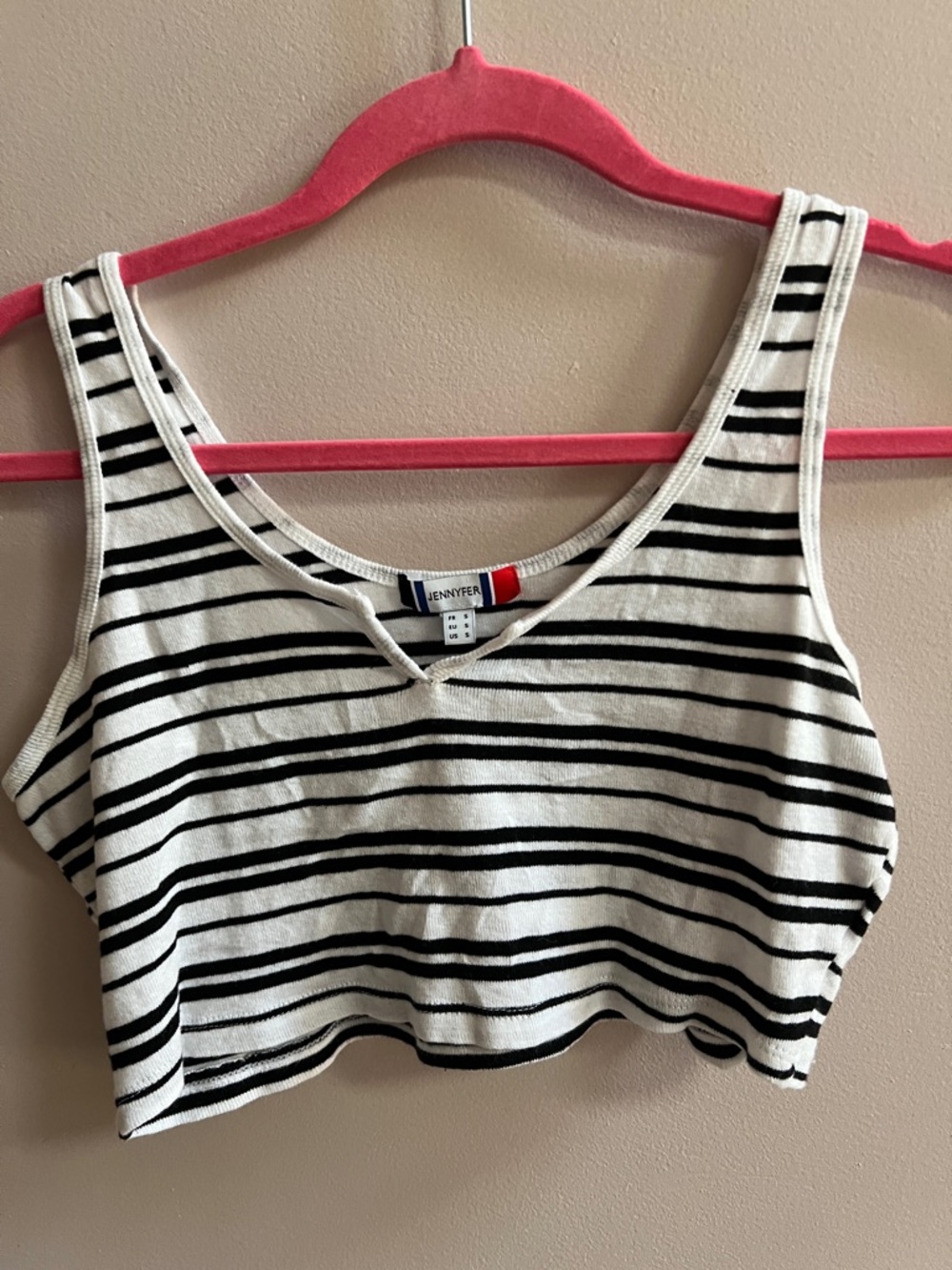Striped Black & White Cropped Tank Top by JENNYFER